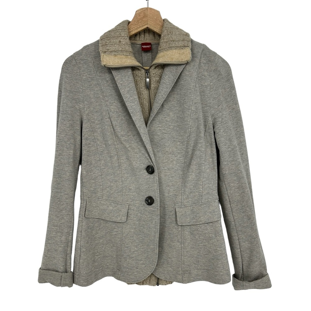 Olsen Gray Cotton Wool Blazer Beige Sweater